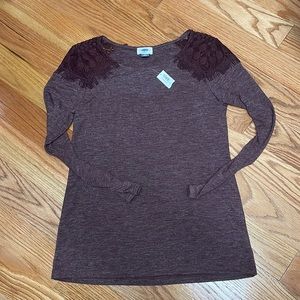 Old Navy - Purple Cotton and Lace Shirt - Size S - NWT